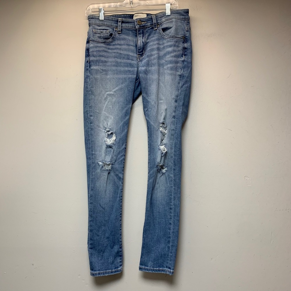 BKE Payton Ankle Skinny Jeans Womens 28 Blue Excellent Distressed Medium Wash